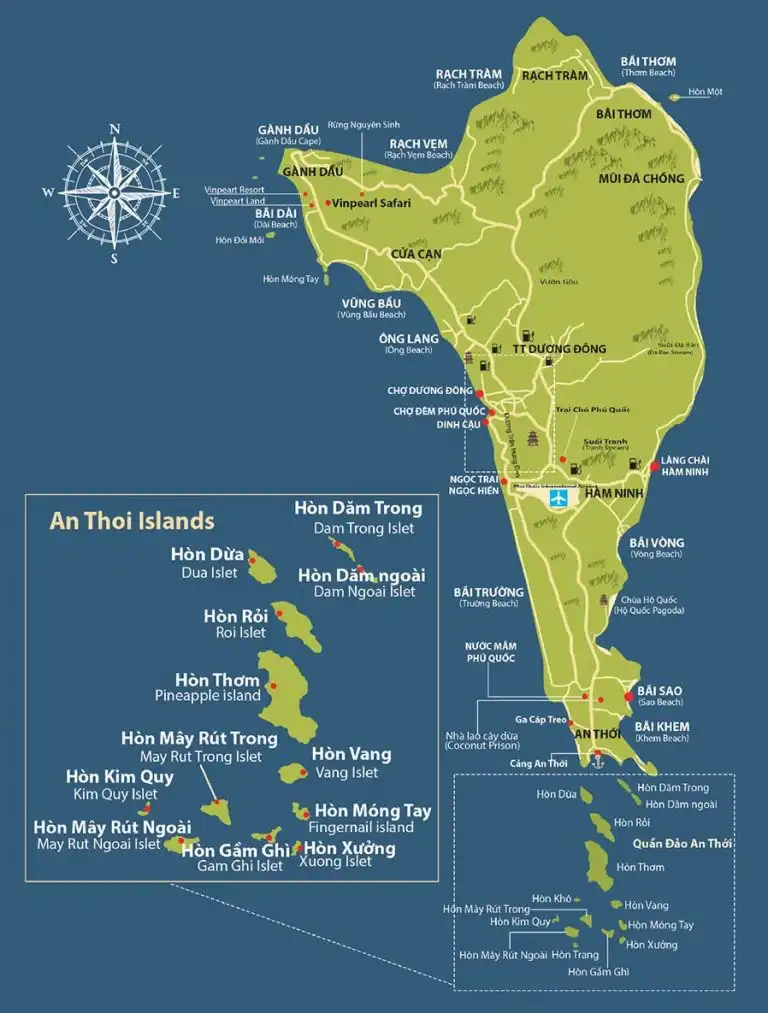 最新的富國島地圖:2025年必去的15個景點全攻略 3 phu quoc map 3