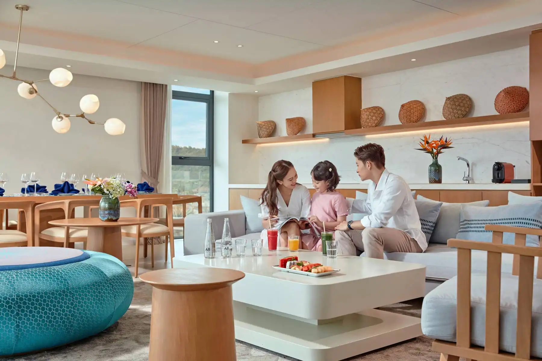 Spacious living room inside a premium penthouse in Phu Quoc.